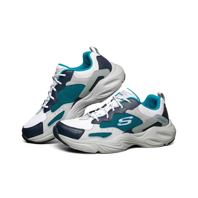 Skechers Stamina Airy Low Top Running Shoes White/Blue/Green-2