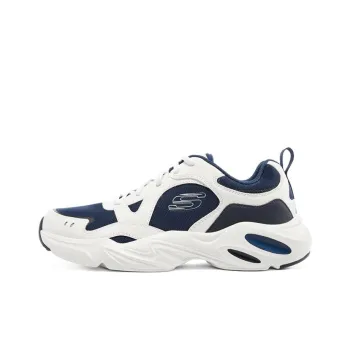 Skechers Stamina Airy Cushioning Anti Slip And Wear Resistant Low Top Chunky Sneakers Men's White Blue