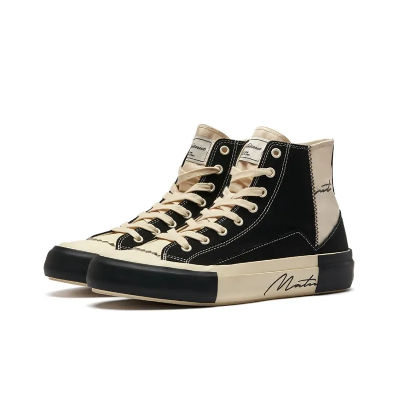 MATNUT FUSION Stitched Patchwork Vintage, Black White, Panda, Platform, Canvas Shoes-2