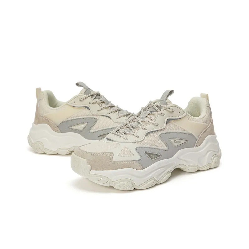 Kappa Cushioning Abrasion Resistant Breathable Coverage Low Top Chunky Sneakers Unisex Beige-3