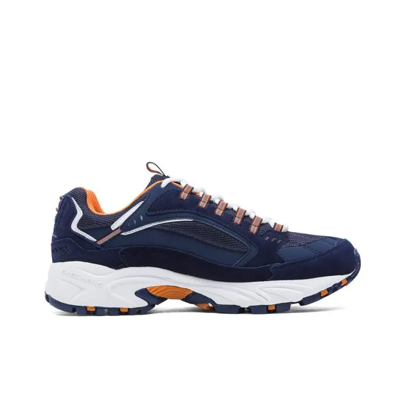Skechers Stamina Cushioning Anti-Slip And Wear-Resistant Low-Top Chunky Sneakers Men's Blue Orange-1