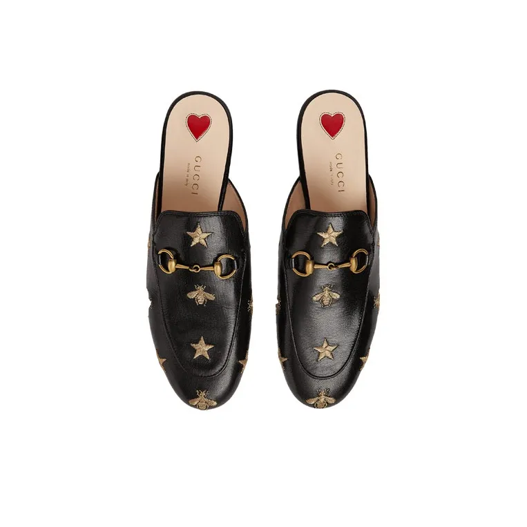 GUCCI 2015 Re Edition Princetown Leather Patchwork Slip Resistant Closed Toe Slippers Women's Black-2