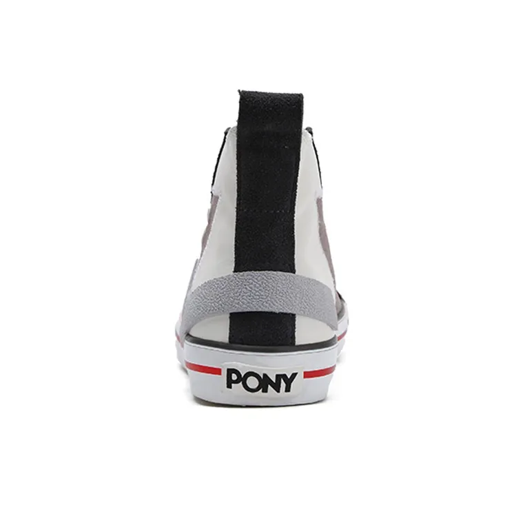 PONY Anti-Slip And Wear-Resistant Coverage Support High-Top Canvas Shoes Women's White-4