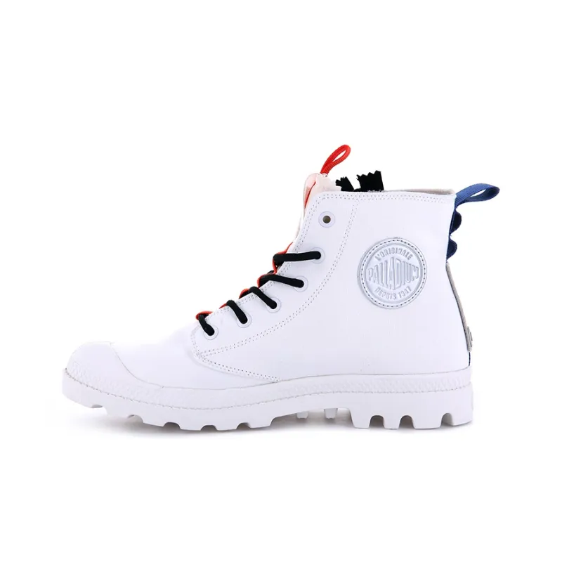 Palladium Pampa Hi Ticket To Earth Anti-Slip Wear-Resistant High-Top Canvas Shoes Unisex White-0