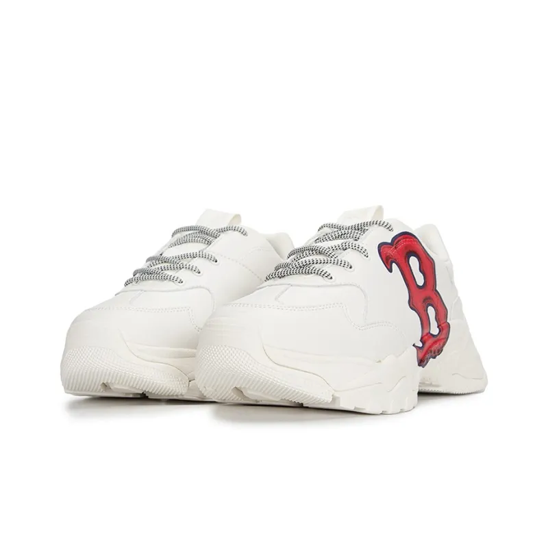 MLB Big Ball Chunky Cushioning Anti Slip And Wear Resistant Height Increasing Low Top Chunky Sneakers Unisex White Red-2