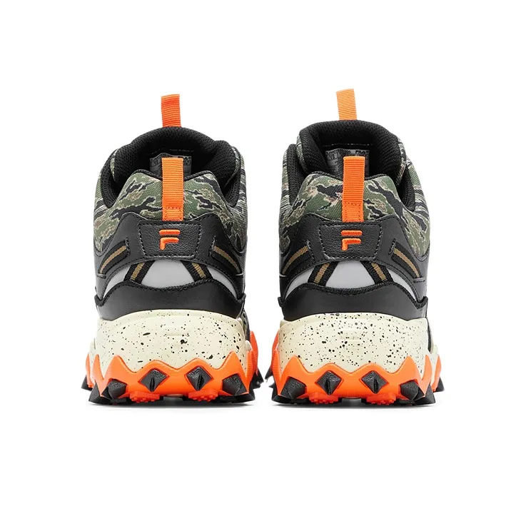 FILA Oakmont Cushioning Anti Slip And Wear Resistant Mid Top Chunky Sneakers Men's Green Orange US Version-3