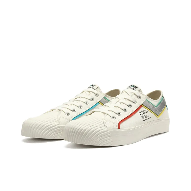 PONY Anti Slip Wear Resistant Breathable Lightweight Balance Support Low Top Canvas Shoes Unisex White-2