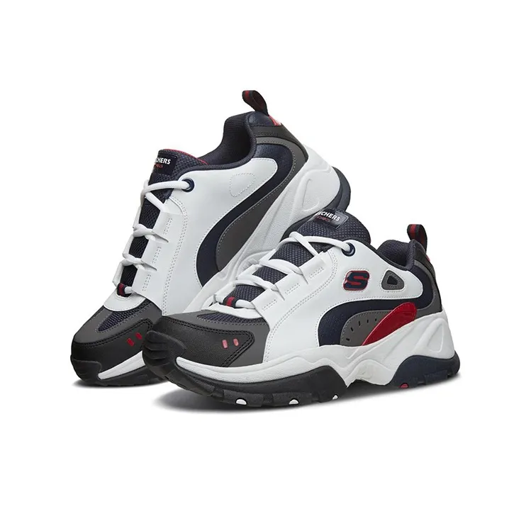 Skechers Kozmiks Cushioning Anti-Slip And Wear-Resistant Low-Top Chunky Sneakers Men's White Blue Red-2