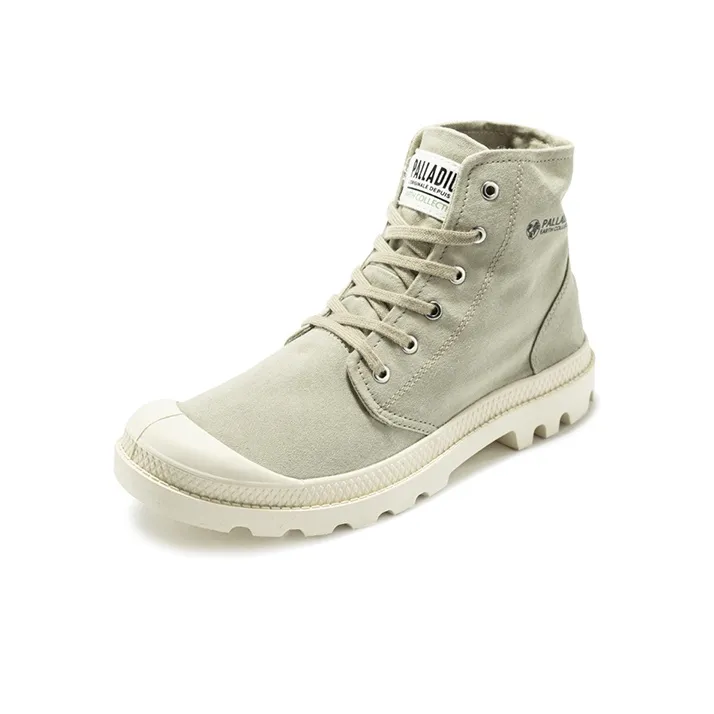 Palladium Pampa Hi Organic II Breathable Wear-Resistant Slip-Resistant High-Top Canvas Shoes Unisex Eucalyptus Green-1
