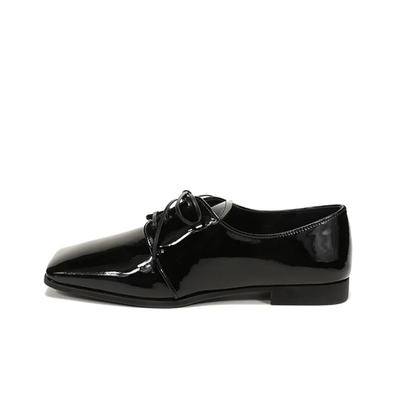 PRADA Patent Lace Up Derby Shoes 'Black' Women's-0