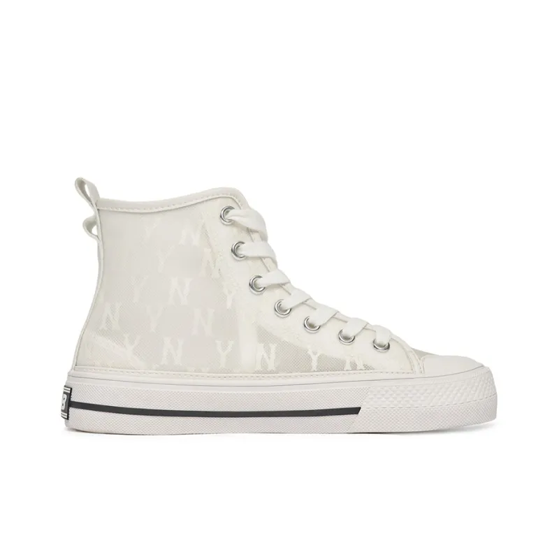 MLB Playball Anti Slip And Wear Resistant Lightweight Cushioning High Top Canvas Shoes Unisex White-1
