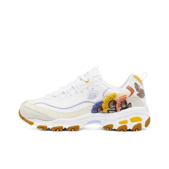 Skechers D'LITES 1.0 Cushioning Height Increasing Low Top Chunky Sneakers Women's White Multicolor