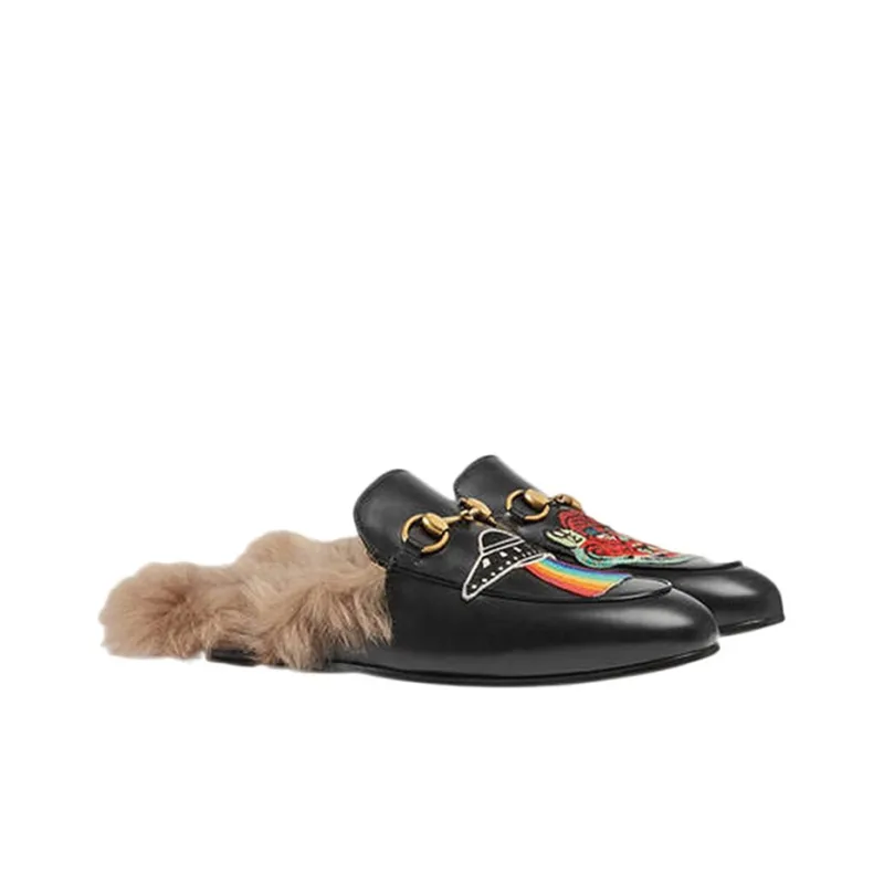 GUCCI Princetown Wrap-toe Slippers Women's Black-2