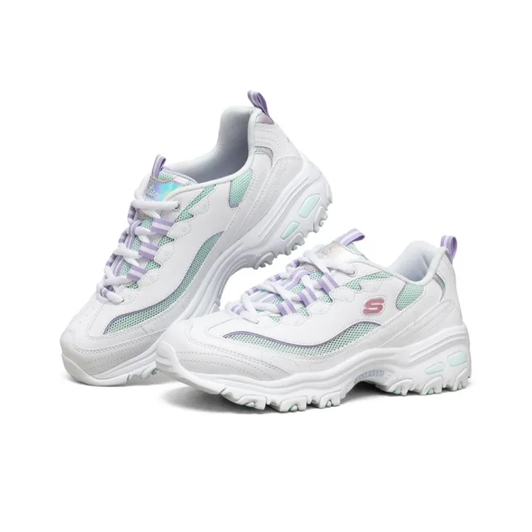 Skechers D'LITES 1.0 Cushioning Abrasion Resistant Breathable Low Top Chunky Sneakers Women's Light Green-2
