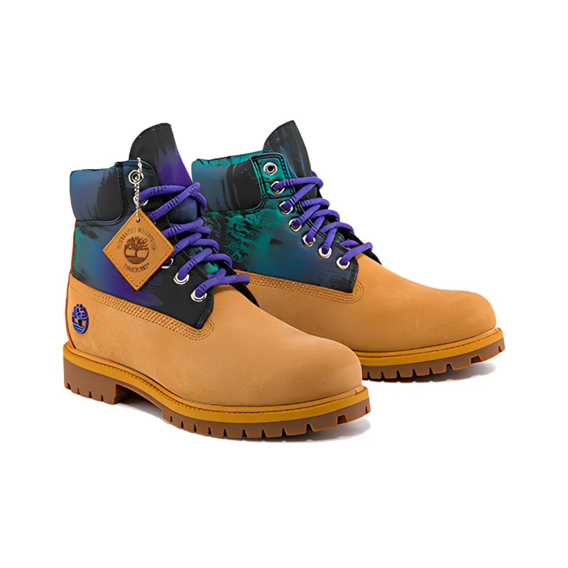 Timberland Premium 6 Inch Blue Yellow Boots-3