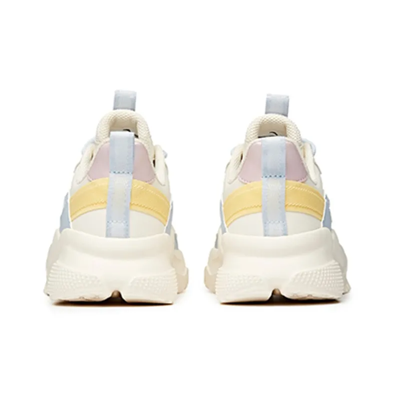 Anta Life Collection Anti Slip Wear Resistant Low Top Chunky Sneakers Women's White Blue Yellow-4