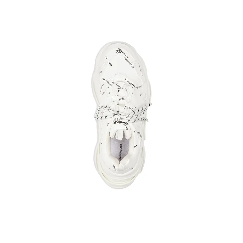 Balenciaga All Over Logo Triple S White Black-3