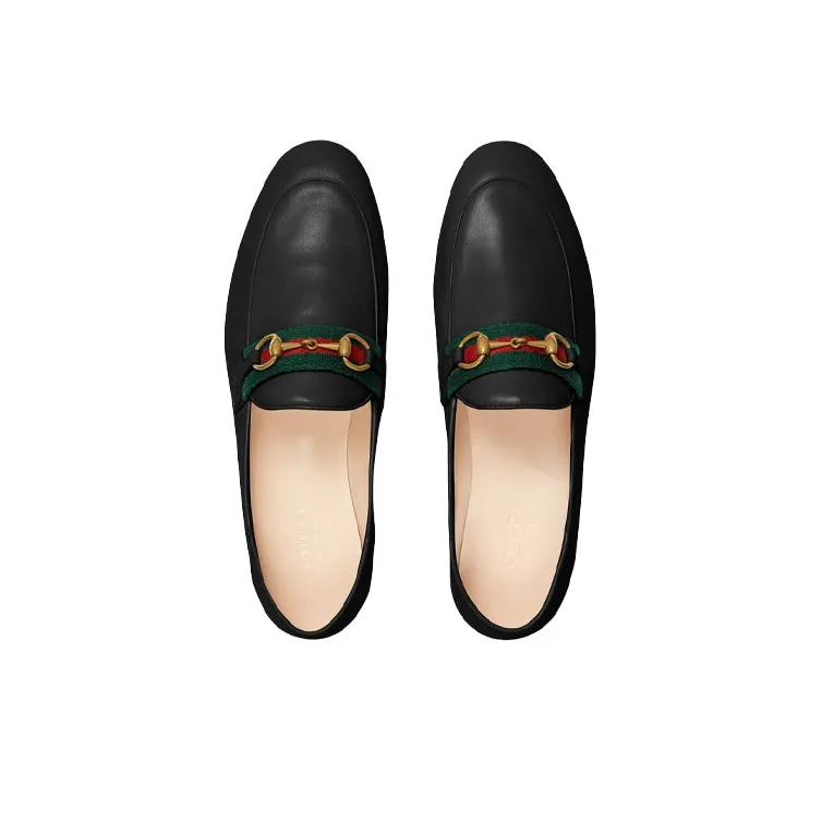 GUCCI Slip On Loafer With Web Black Leather-3
