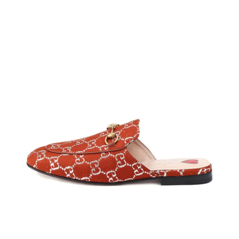 GUCCI Princetown Wrap-toe Slippers Women's Rusty Red-0