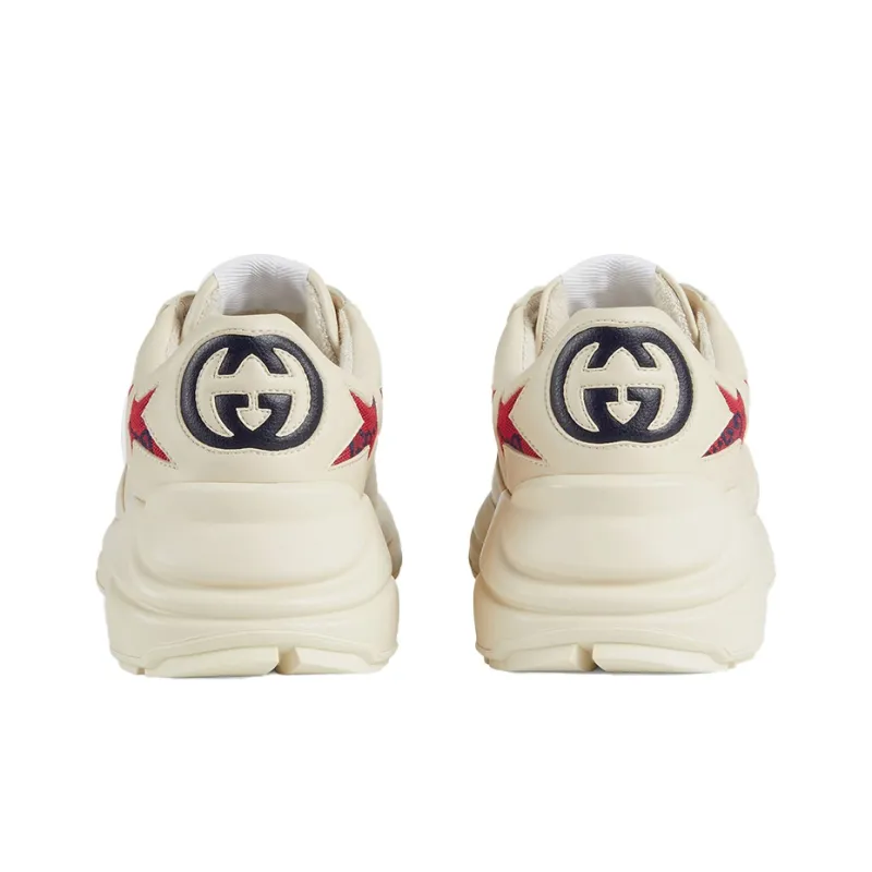 GUCCI Rhyton Anti Slip And Wear Resistant Breathable Low Top Chunky Sneakers Women's Ivory White-4