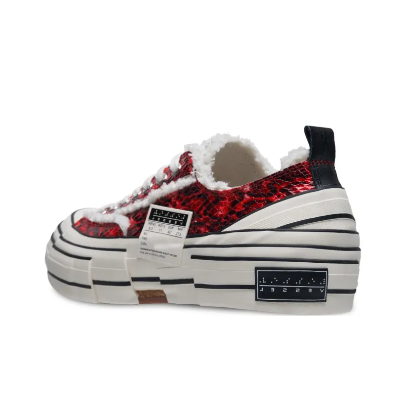 VESSEL G.O.P. Lows Python Pattern Anti Slip Wear Resistant Low Top Canvas Shoes Unisex Red-4