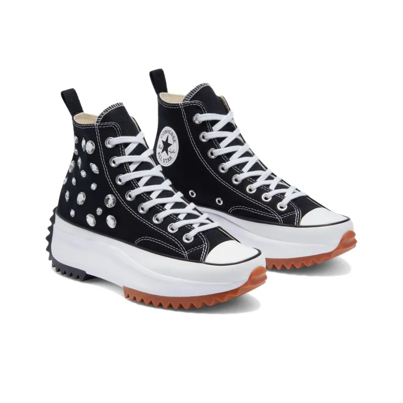 Converse Run Star Hike Platform Gems Durable Breathable High Top Canvas Shoes Unisex Black-2