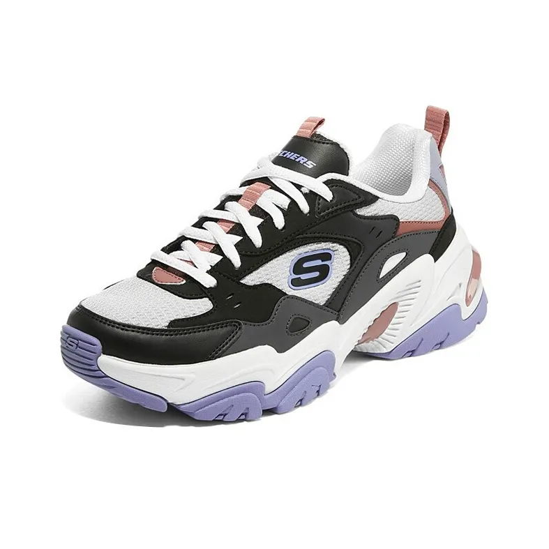 Skechers Stamina V2 Anti Slip Wear Resistant Low Top Chunky Sneakers Women's Black White Purple-2