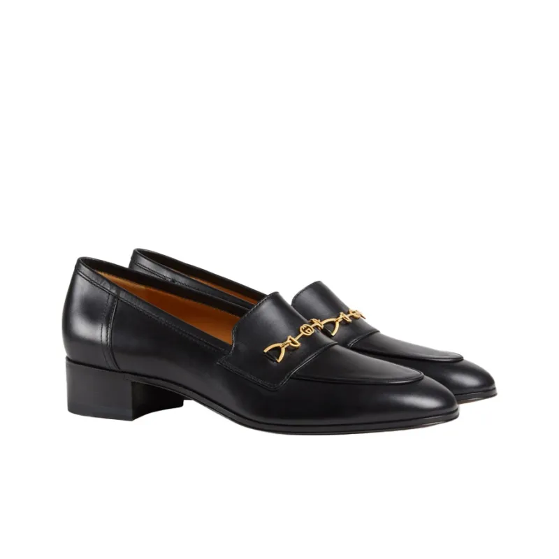 GUCCI Interlocking G Horsebit Loafer Black Leather Women's-1