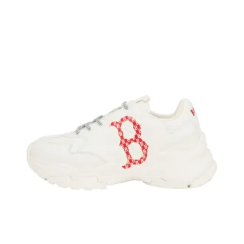 MLB Big Ball Chunky Anti Slip And Wear Resistant Lightweight Low Top Chunky Sneakers Unisex White Red
