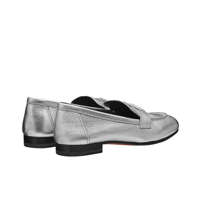 HERMES Paris Loafers Women's Silver-3