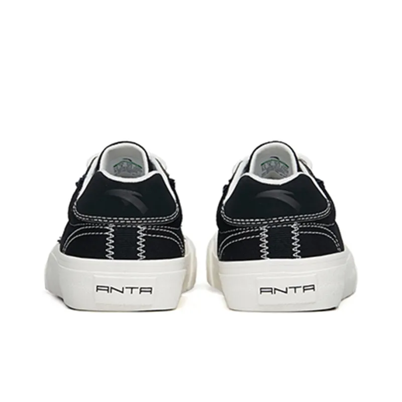 Anta Anti Slip Wear Resistant Low Top Canvas Shoes Women's Black White-3