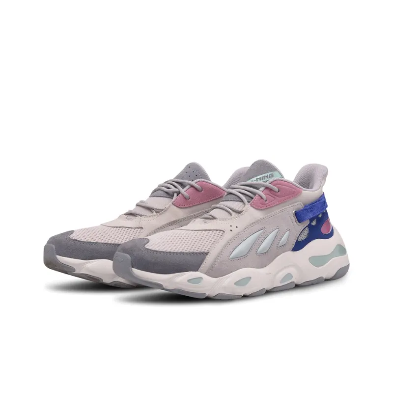 LiNing Butterfly Low Top Chunky Sneakers Women's Gray Pink Blue-2