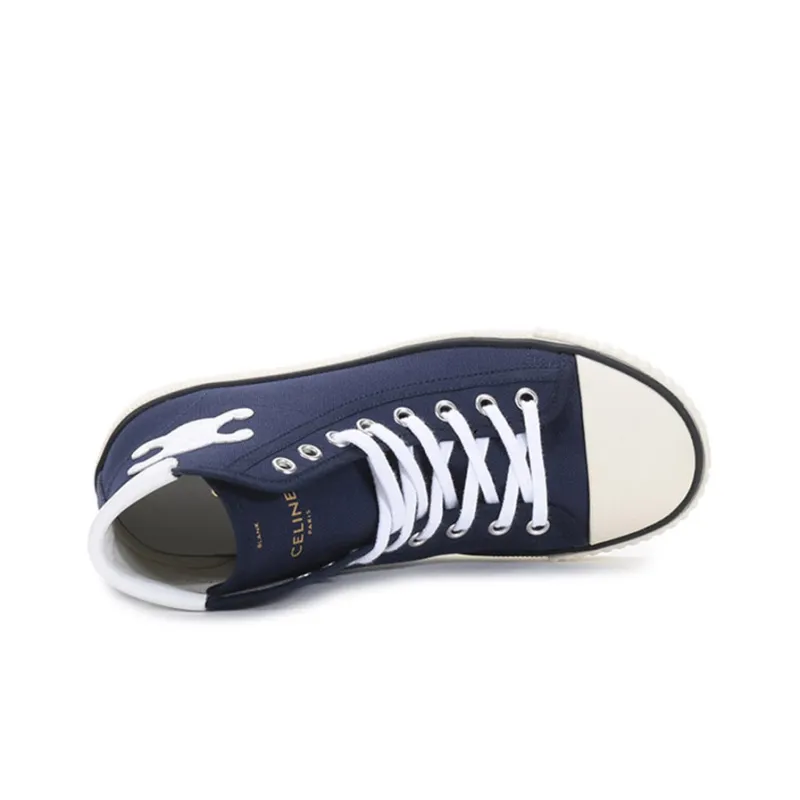 CELINE High Top Canvas Shoes Women's Marine Blue-4