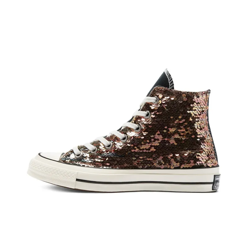 Converse 1970s Chuck Taylor All Star Anti-Slip Wear-Resistant High-Top Canvas Shoes Unisex Black Rose Gold-1