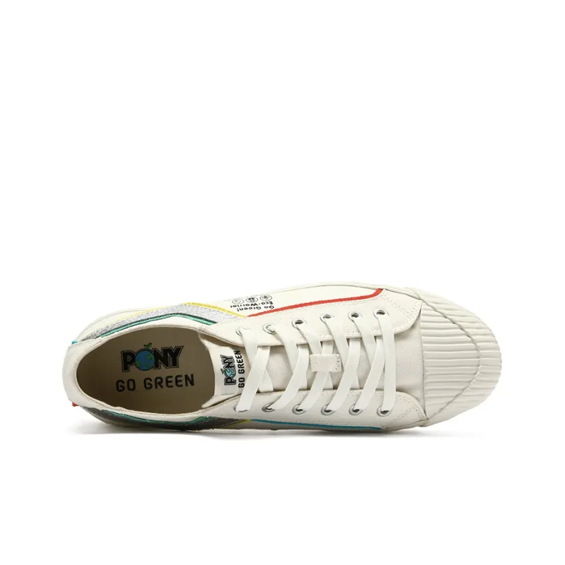 PONY Anti Slip Wear Resistant Breathable Lightweight Balance Support Low Top Canvas Shoes Unisex White-3