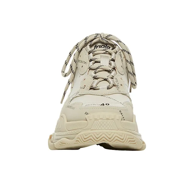 Balenciaga All Over Logo Triple S Beige Women's-2