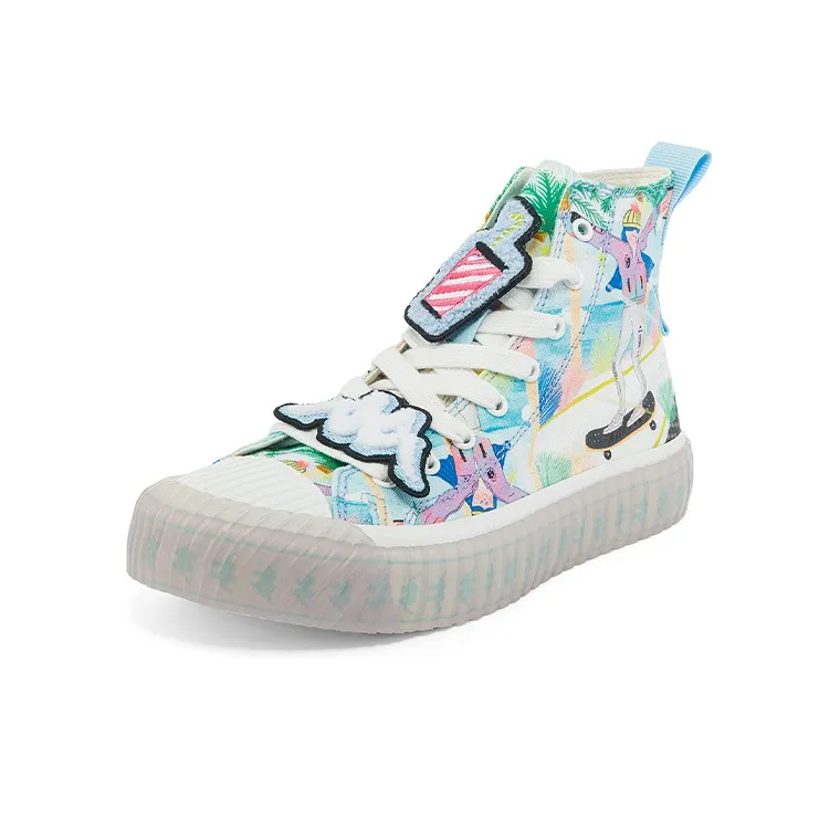 Kappa Sun Jiayi X Kappa Collaboration With Illustrator Wear Resistant High Top Canvas Shoes Unisex Blue-1