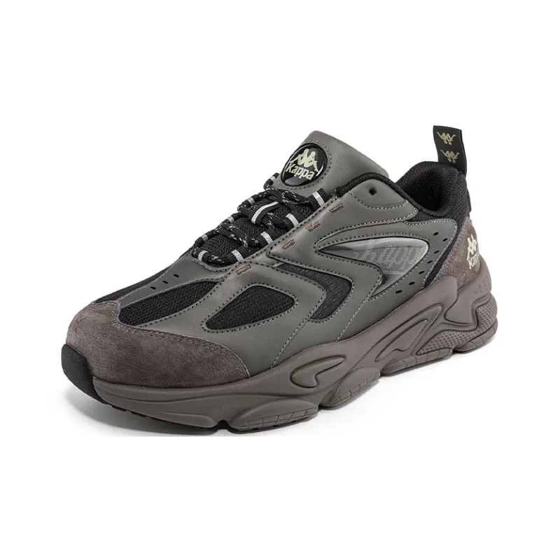 Kappa Cushioning Anti Slip And Wear Resistant Low Top Chunky Sneakers Unisex Gray Black-1