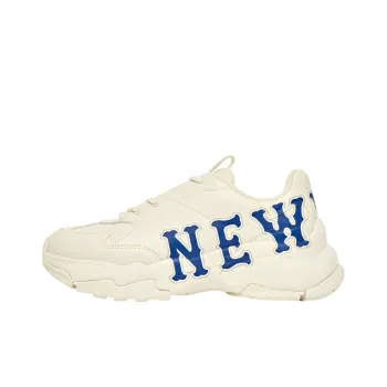 MLB Big Ball Chunky New York Yankees Anti Slip Wear Resistant Low Top Chunky Sneakers Unisex White Blue