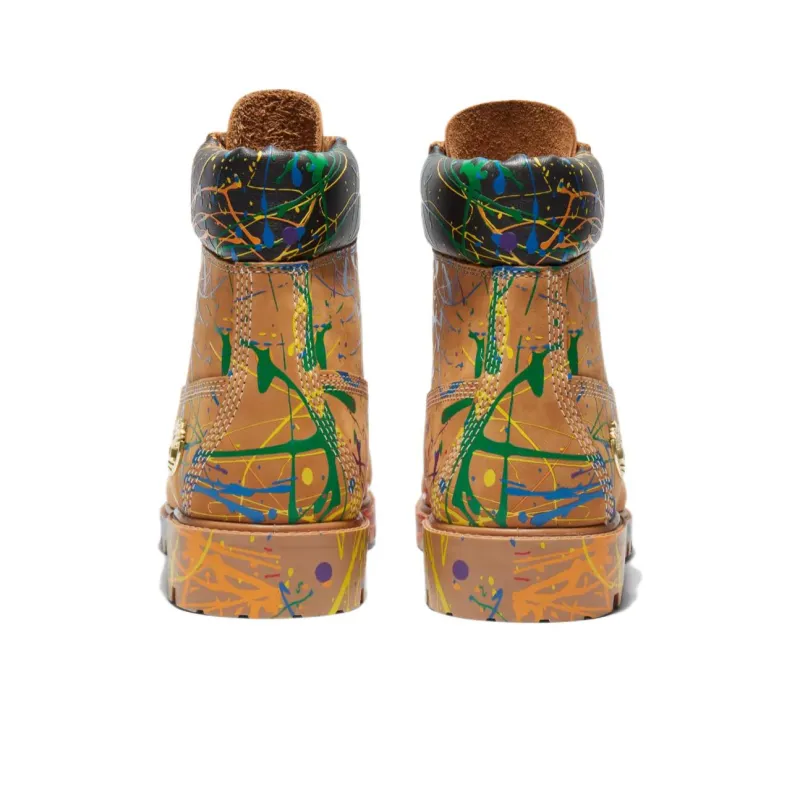 Timberland Heritage Collection Paint Splash 6 Warm And Wear Resistant Crew Outdoor Boots Yellow-4