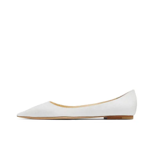 Jimmy Choo LOVE Flat Casual Single Shoes Women's White