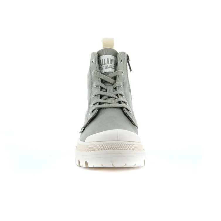 Palladium Pallabase Twill Dune Anti Slip Wear Resistant High Top Canvas Shoes Women's Gray Green-3