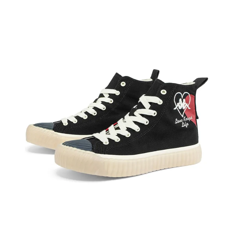 Kappa Anti Slip Wear Resistant Lightweight Coverage High Top Canvas Shoes Unisex Black-3