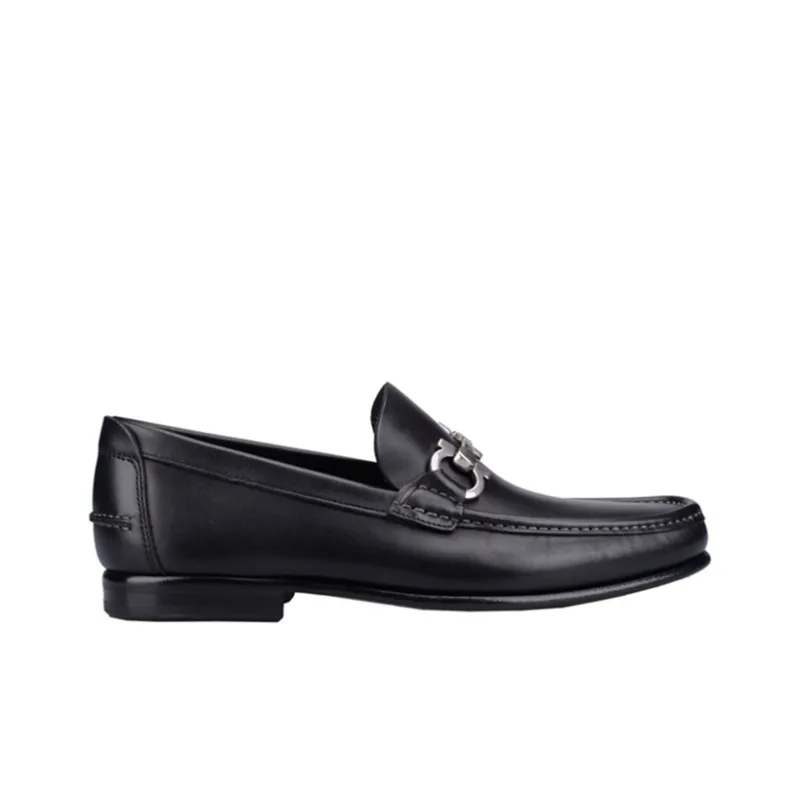 Ferragamo Double Gancini Loafer 'Black' Men's-1