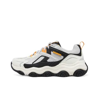 Skechers D'LITES Bubbling Bear Cushioning Anti Slip And Wear Resistant Low Top Chunky Sneakers Men's Black White Orange