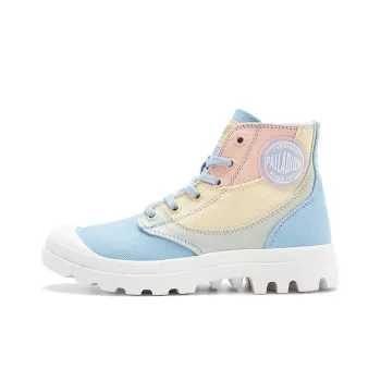 Palladium Pampa Durable Breathable High Top Canvas Shoes Unisex Blue Pink Macaron Color