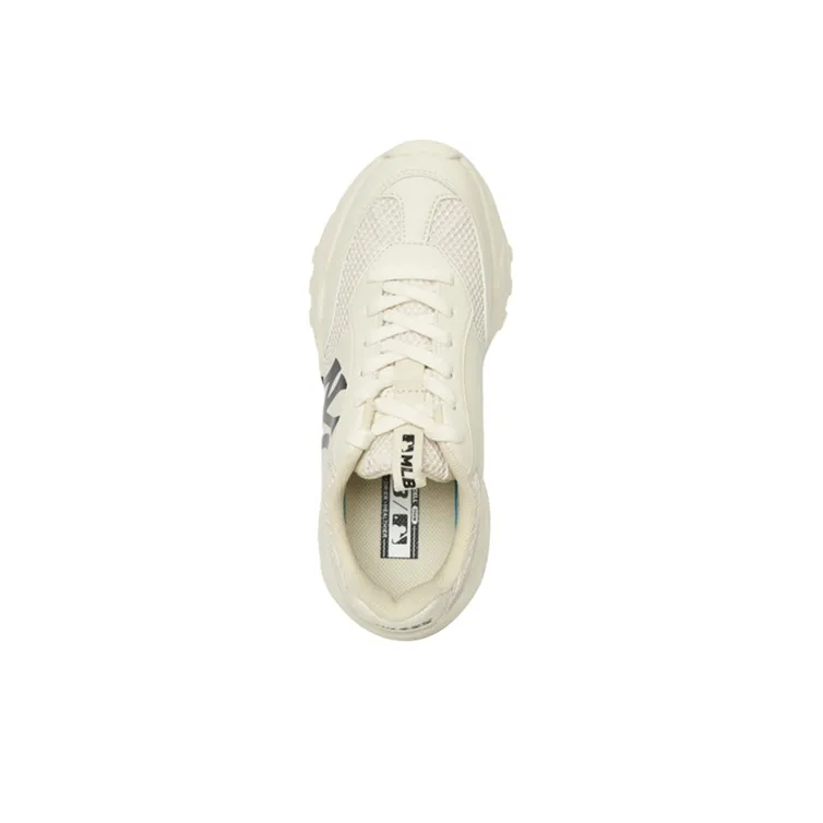 MLB Big Ball Chunky Mesh Cushioning Anti Slip Wear Resistant Breathability Low Top Chunky Sneakers Unisex White-3