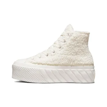 Converse Chuck Taylor All Star Lift 2X Platform Sherpa Anti-Slip Wear-Resistant High-Top Canvas Shoes Women's White