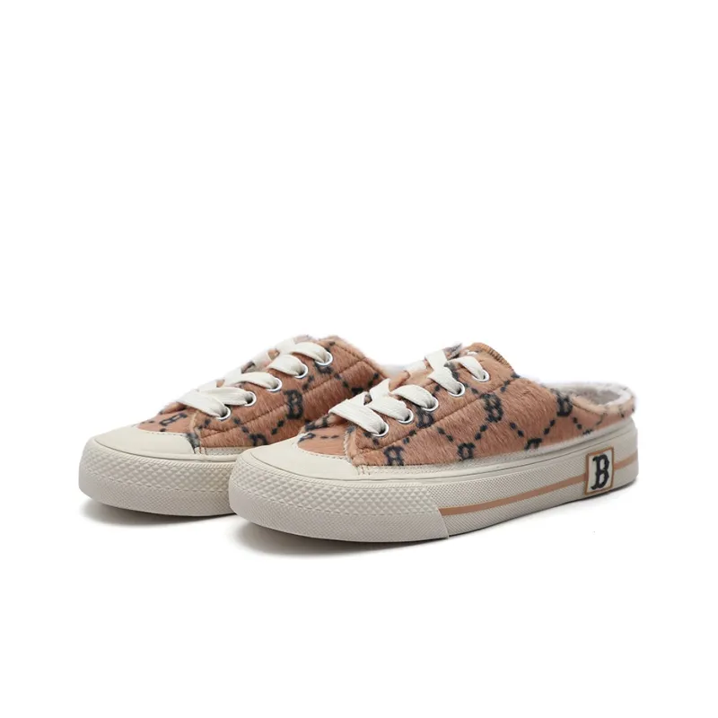 MLB Playball Mule Low Top Canvas Shoes Unisex Dark Beige Yellow-2