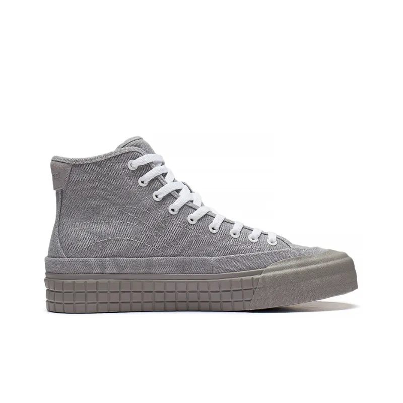 LiNing High Top Canvas Shoes Men's Snow Gray-1